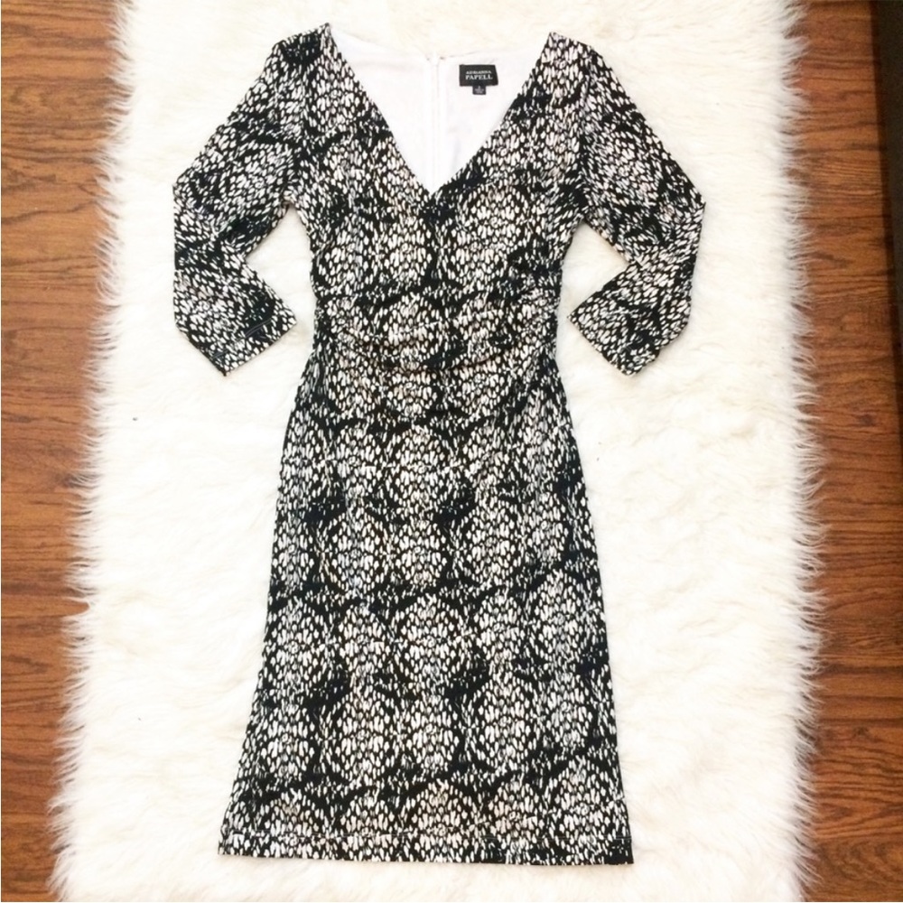 Adrianna Papell faux wrap dress black and white